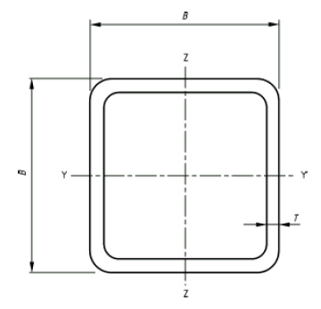Profil dutý svařovaný černý se čtvercovým průřezem, EN 10219, rozměr 90x4