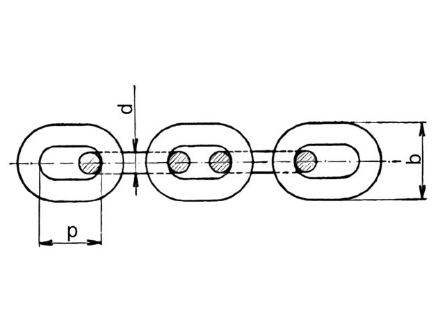 Řetěz krátkočlánkový zkoušený kalibrovaný (cementovaný, černý) 3 články, DIN 766, rozměr 6x18,5