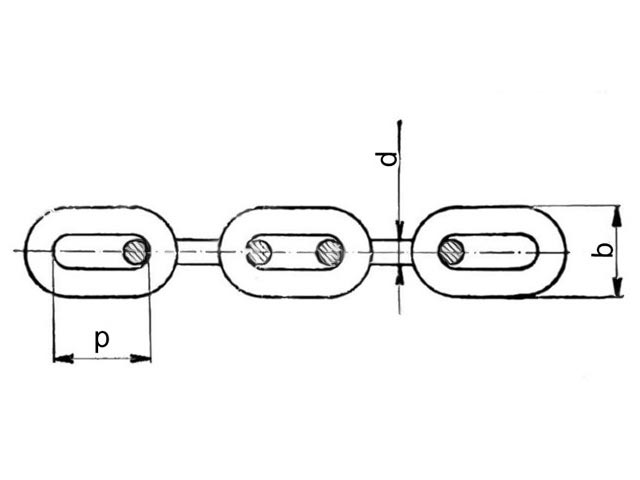 Řetěz dlouhočlánkový zkoušený kalibrovaný, JAK.30, zušlechtěný, černý, ČSN 02 3222.20, rozměr 10x35