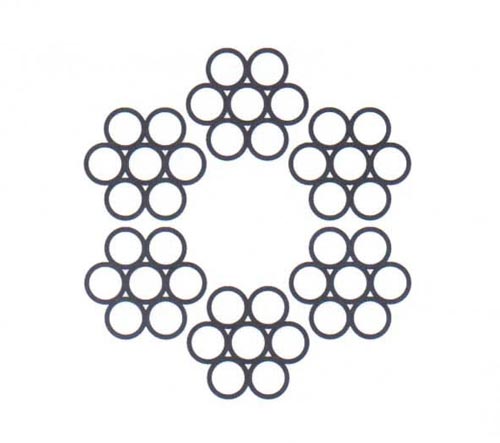 Ocelové lano 6-pramenné, DIN 3055, nerezové, 49 drátů 6x(1+6)+1x(1+6), průměr 1,0