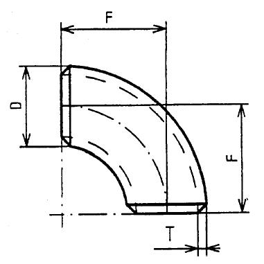 Trubkový oblouk 90°, EN 10253-2, rozměr 2x90x76,1x2,9