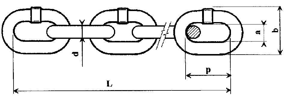 Řetěz krátkočlánkový zkoušený kalibrovaný, TP 203-49-97, (jakost 40), rozměr 9x27