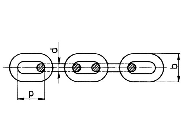 Řetěz krátkočlánkový nezkoušený plochý lesklý, ČSN 02 3271.01, rozměr 6x21