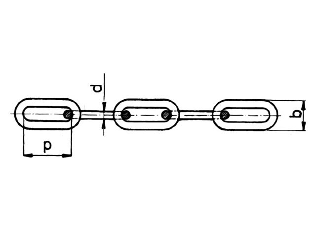 Řetěz dlouhočlánkový nezkoušený plochý pozinkovaný, ČSN 02 3272.09, rozměr 10x49