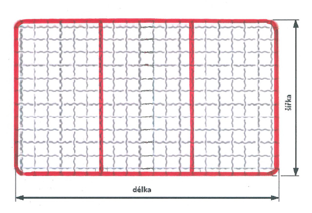 Plotový rám - základní nátěr, vypletený žebírkovým pletivem pozinkovaným se dvěma příčkami, rozměr 50x2,8x1200x2400