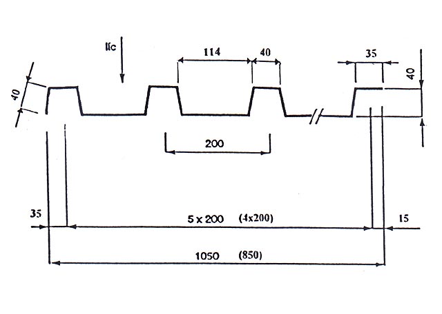 Plech tvarovaný KOB typ 1004, PN 42 7307, rozměr 0,7x850x6000